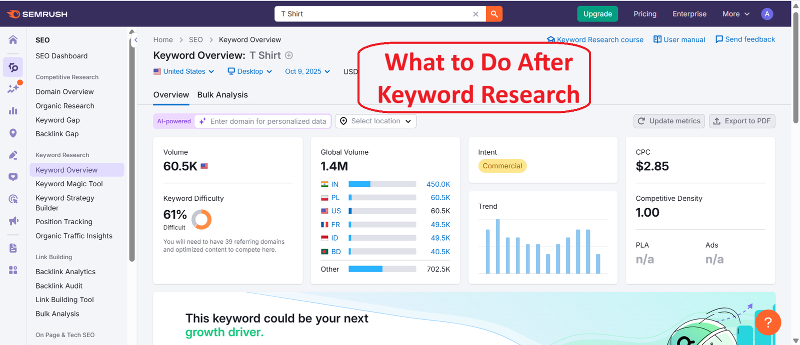 Analyzing SEO keywords on a laptop – what to do after keyword research